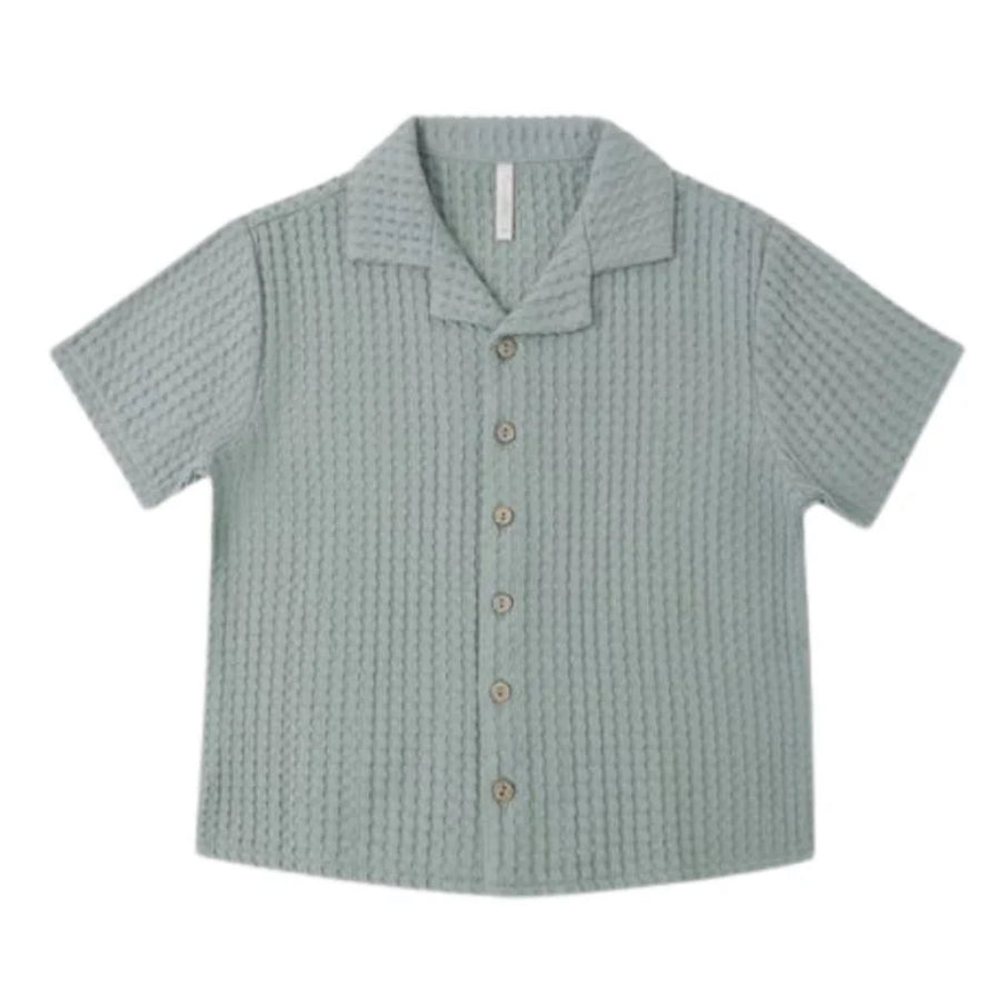 Lapel Collar Shirt-sea green