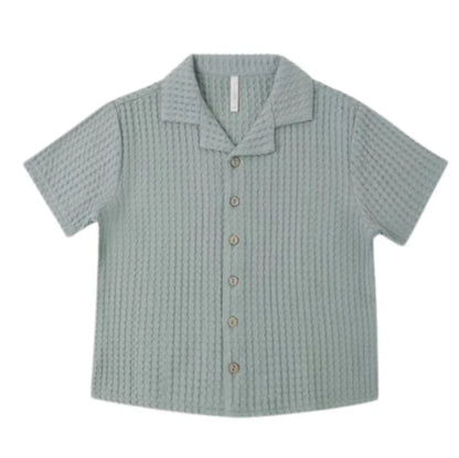 Lapel Collar Shirt-sea green