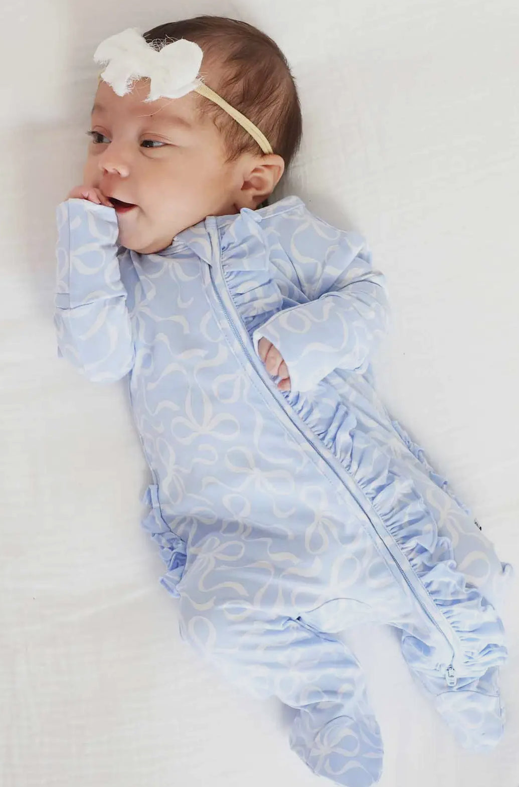 Blue-tiful Bows Ruffle Romper