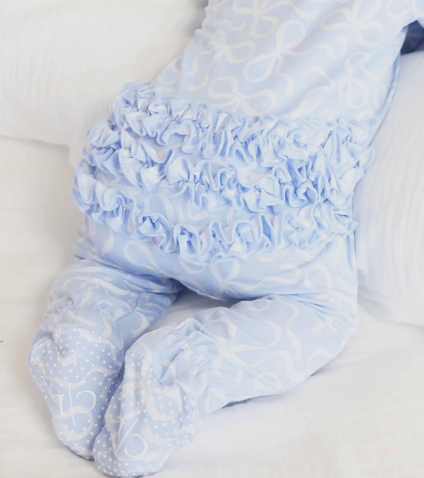 Blue-tiful Bows Ruffle Romper