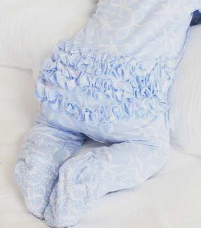 Blue-tiful Bows Ruffle Romper