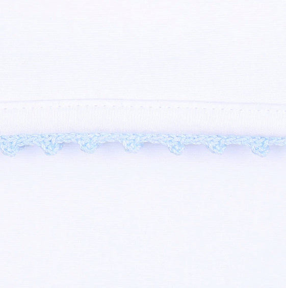 Baby Joy Footie with Blue Crochet Trim