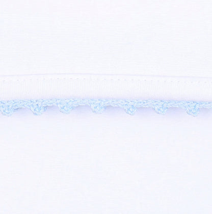 Baby Joy Footie with Blue Crochet Trim