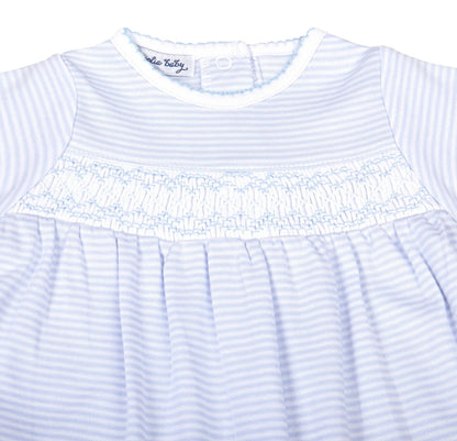Mini Blue Stripes Smocked Bubble