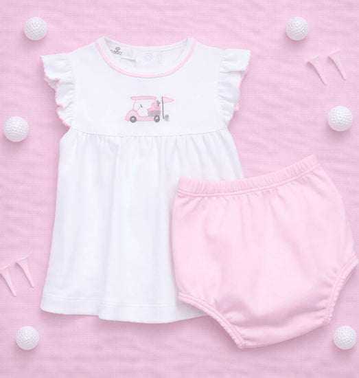 Little Golfer Ruffle Diaper Set- Pink