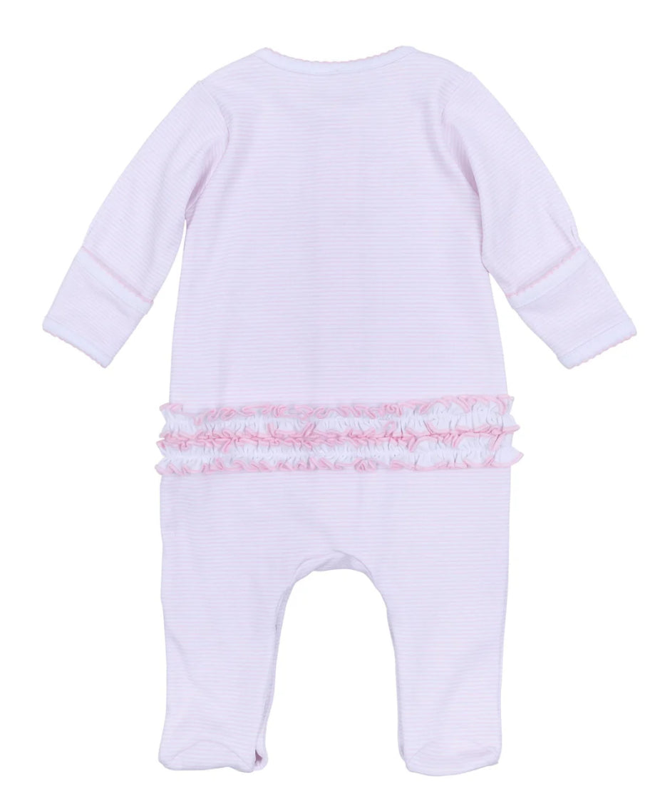 Touchdown Cutie Embroidered Zipper Footie- Pink