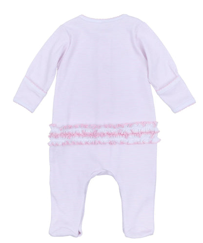 Touchdown Cutie Embroidered Zipper Footie- Pink