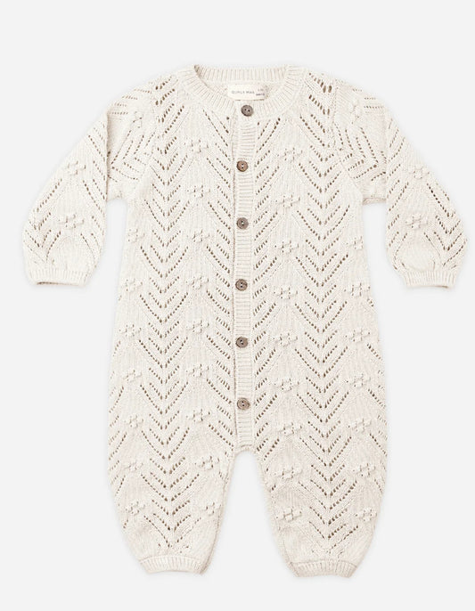 Long Sleeve Bubble Romper- Heather Oatmeal