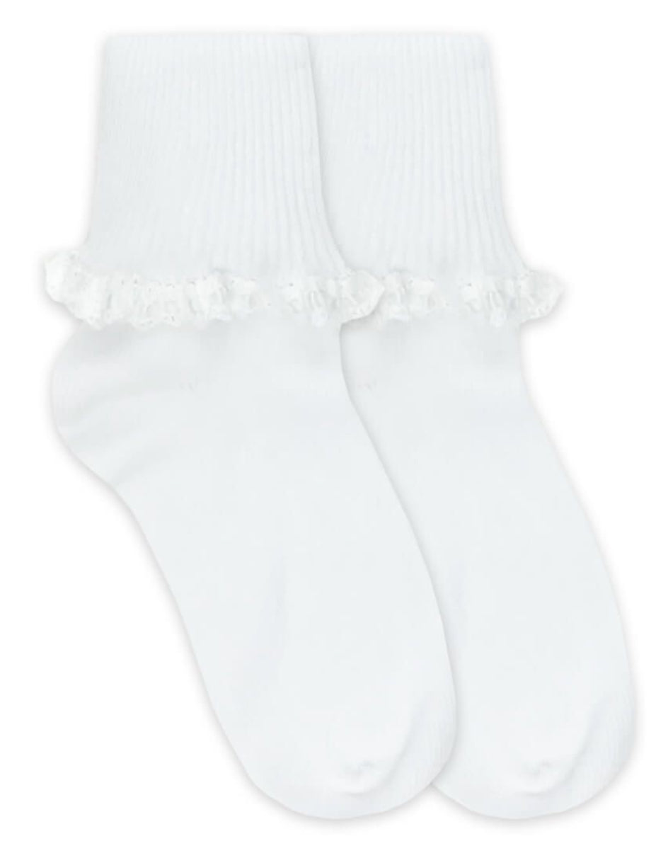 Cluny and Satin Lace Turn Cuff Socks
