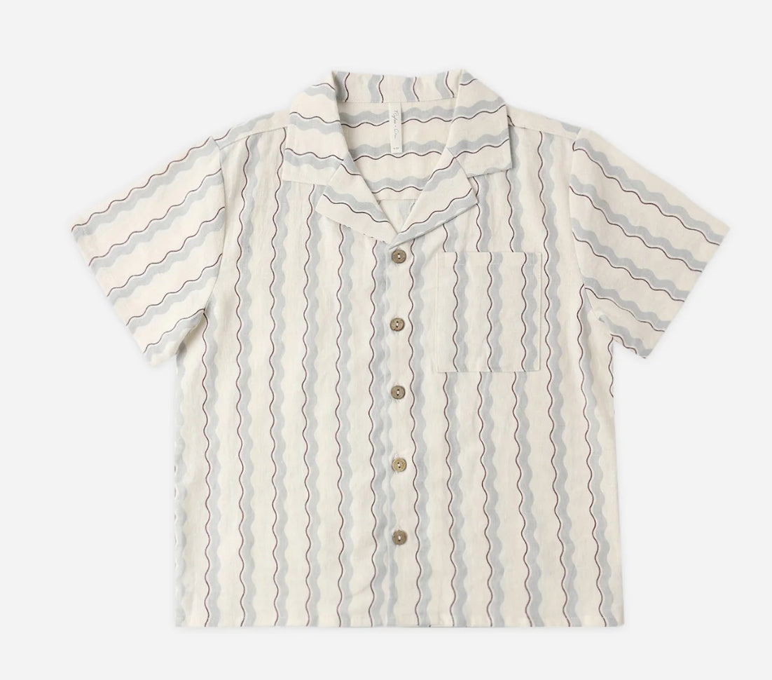 Lapel Collar Shirt- Wave Stripe