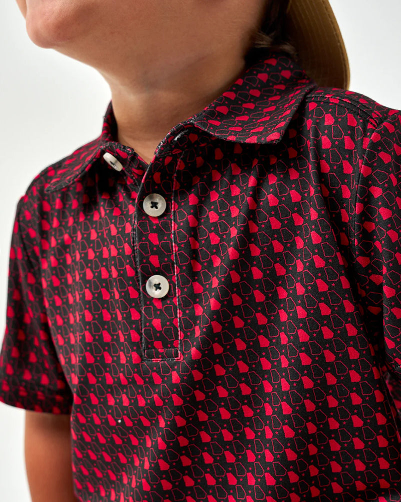 Youth Polo- Georgia- Black and Red