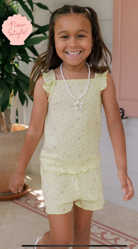 Pointelle Tank Short Set- Yellow