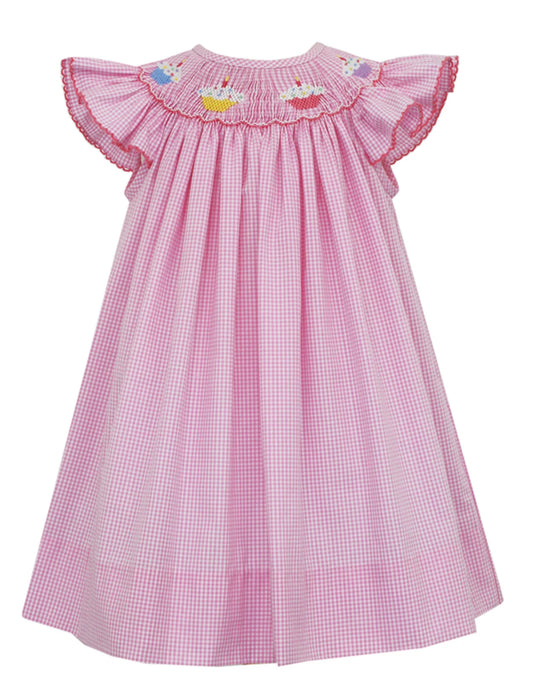 Angel Wing Bishop Smocked Dress - Cupcakes