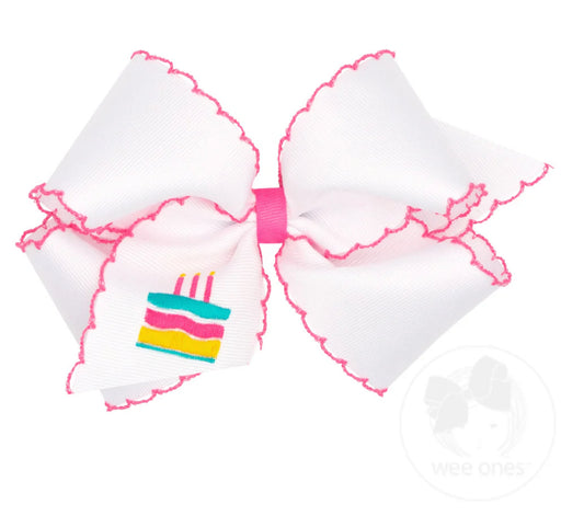King Birthday Cake Bow with Moonstich Edge