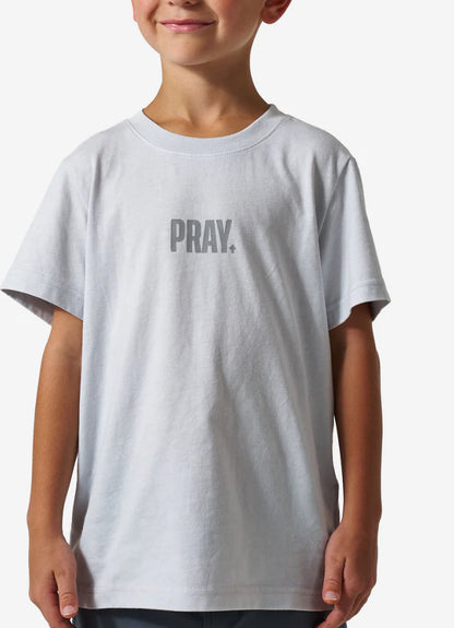Youth Vintage Washed Tee - PRAY - Light Grey