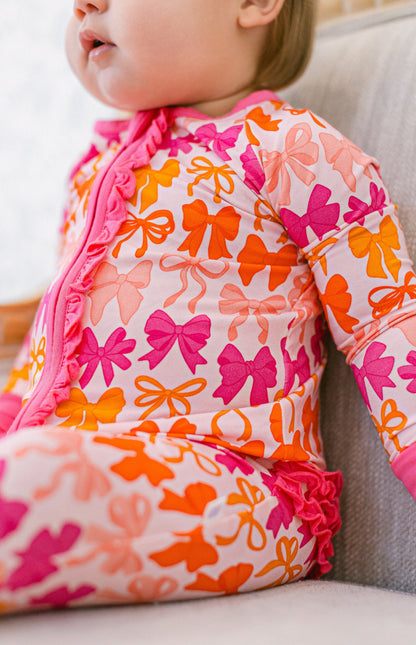 Fall Bows Ruffle Romper