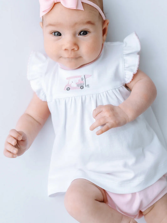 Little Golfer Ruffle Diaper Set- Pink