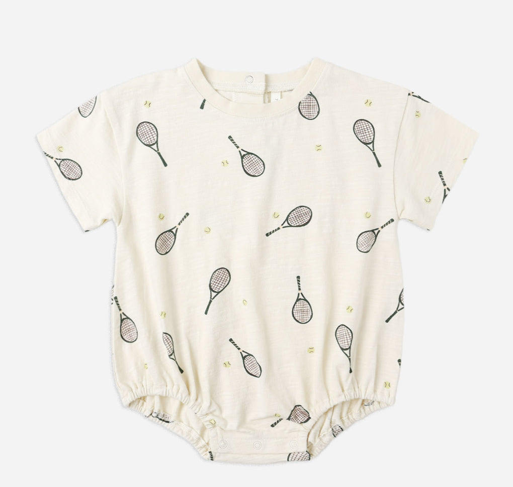 Relaxed Bubble Romper- Tennis