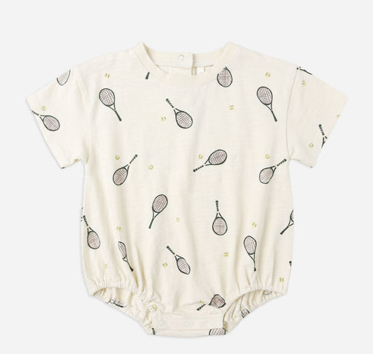 Relaxed Bubble Romper- Tennis