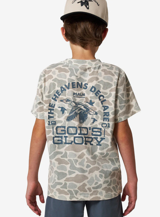 Youth Vintage Washed Tee - God's Glory - Classic Deer Camo