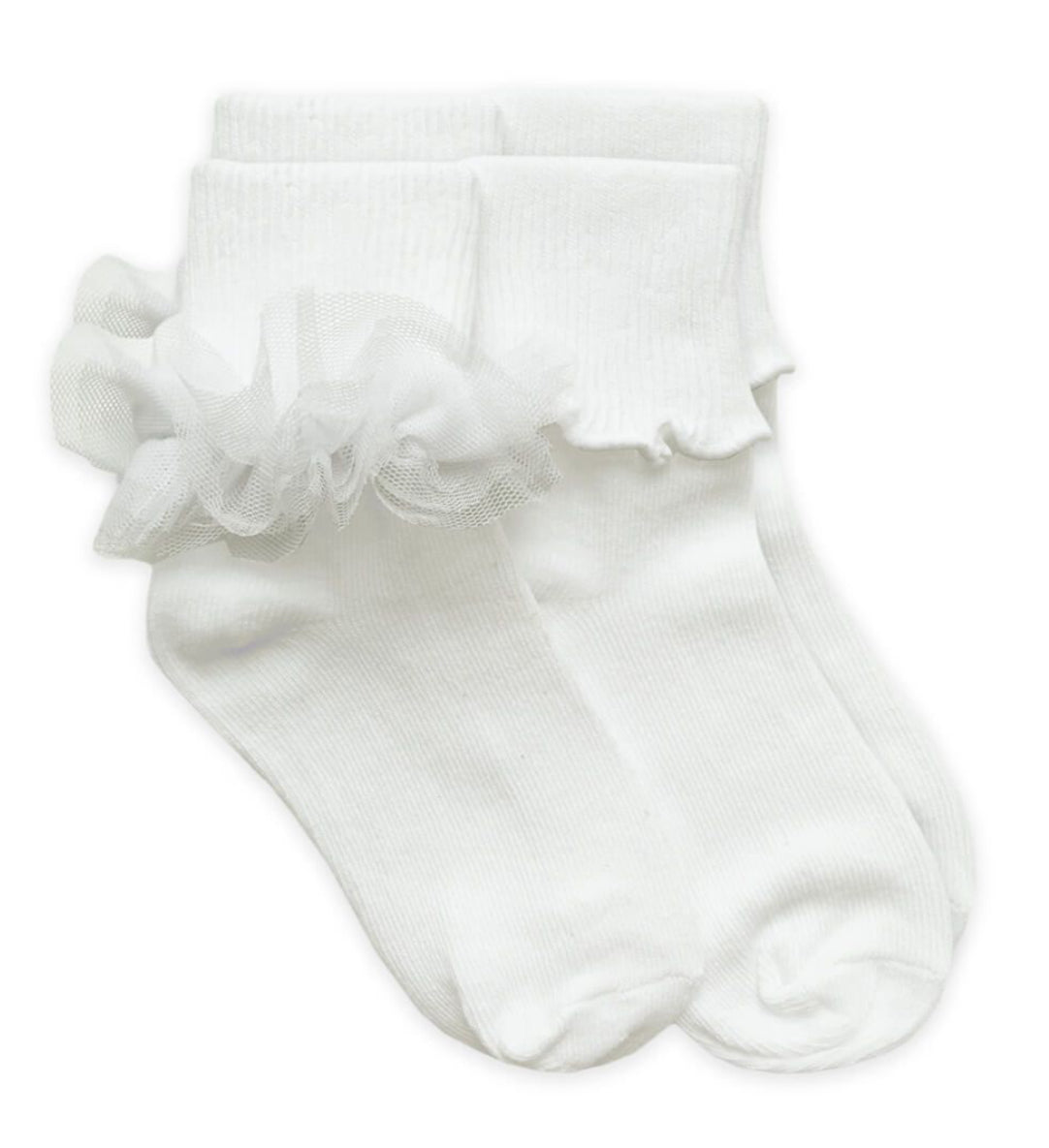 Ruffle Lace and Ripple Edge Turn Cuff Socks