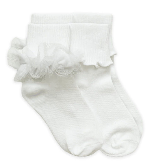 Ruffle Lace and Ripple Edge Turn Cuff Socks