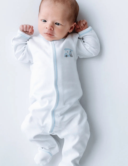 Little Golfer Ruffle Footie- Blue