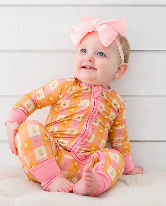 Autumn Blossom Ruffle Zipper Romper