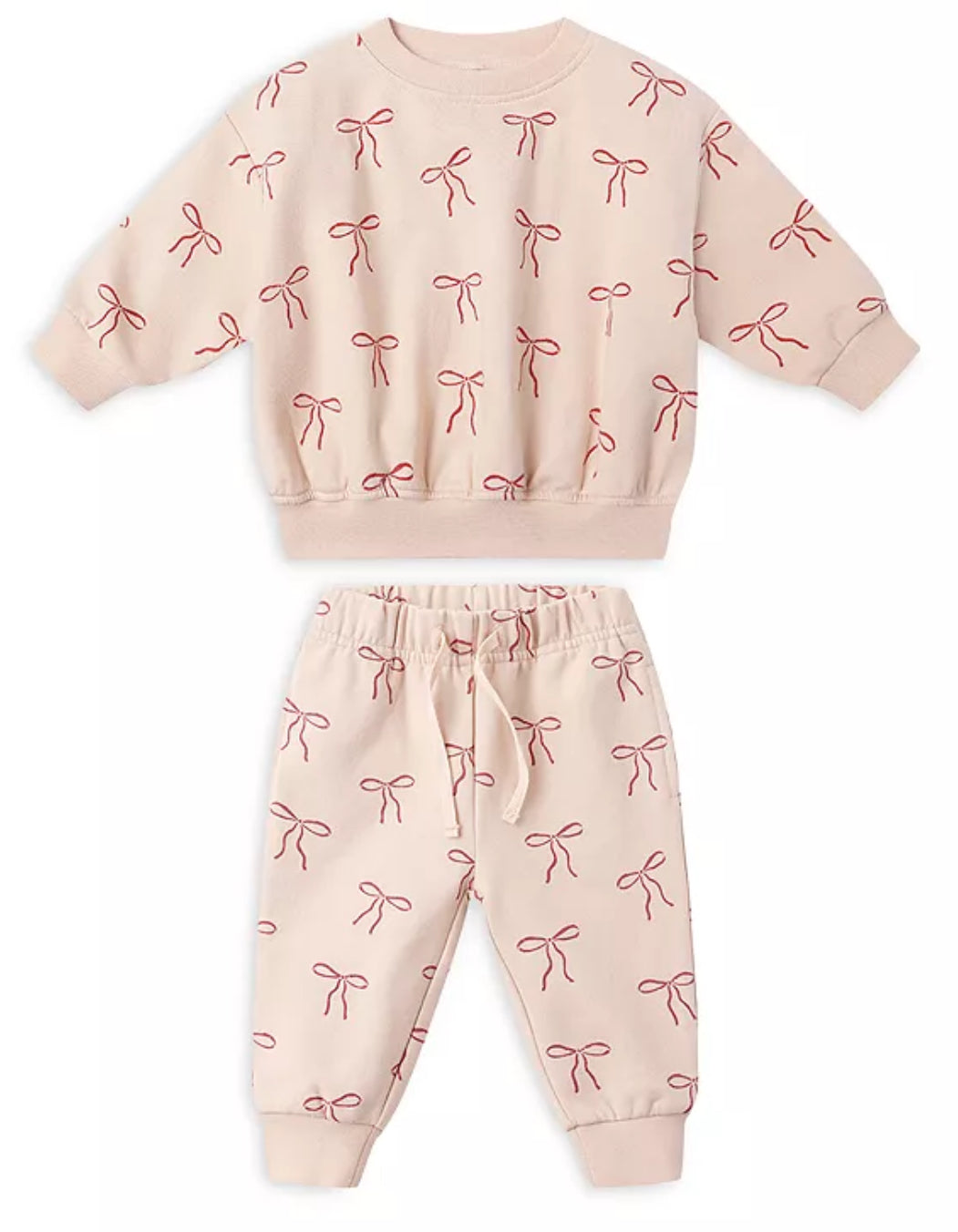 Relaxed Fleece Sweatshirt- Red Bows