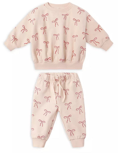 Relaxed Fleece Sweatshirt- Red Bows