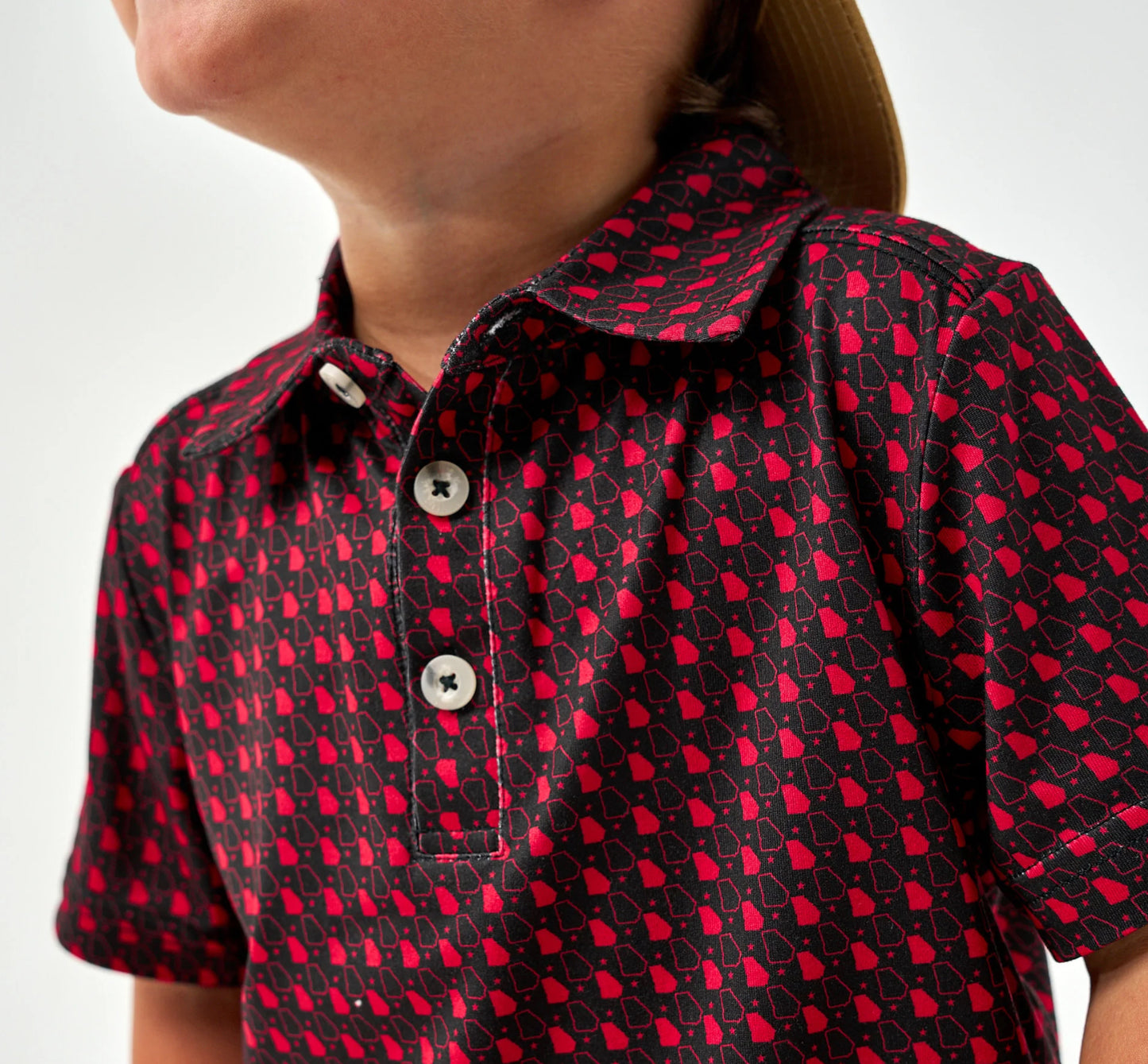 Youth Performance Polo - Georgia - Black & Red