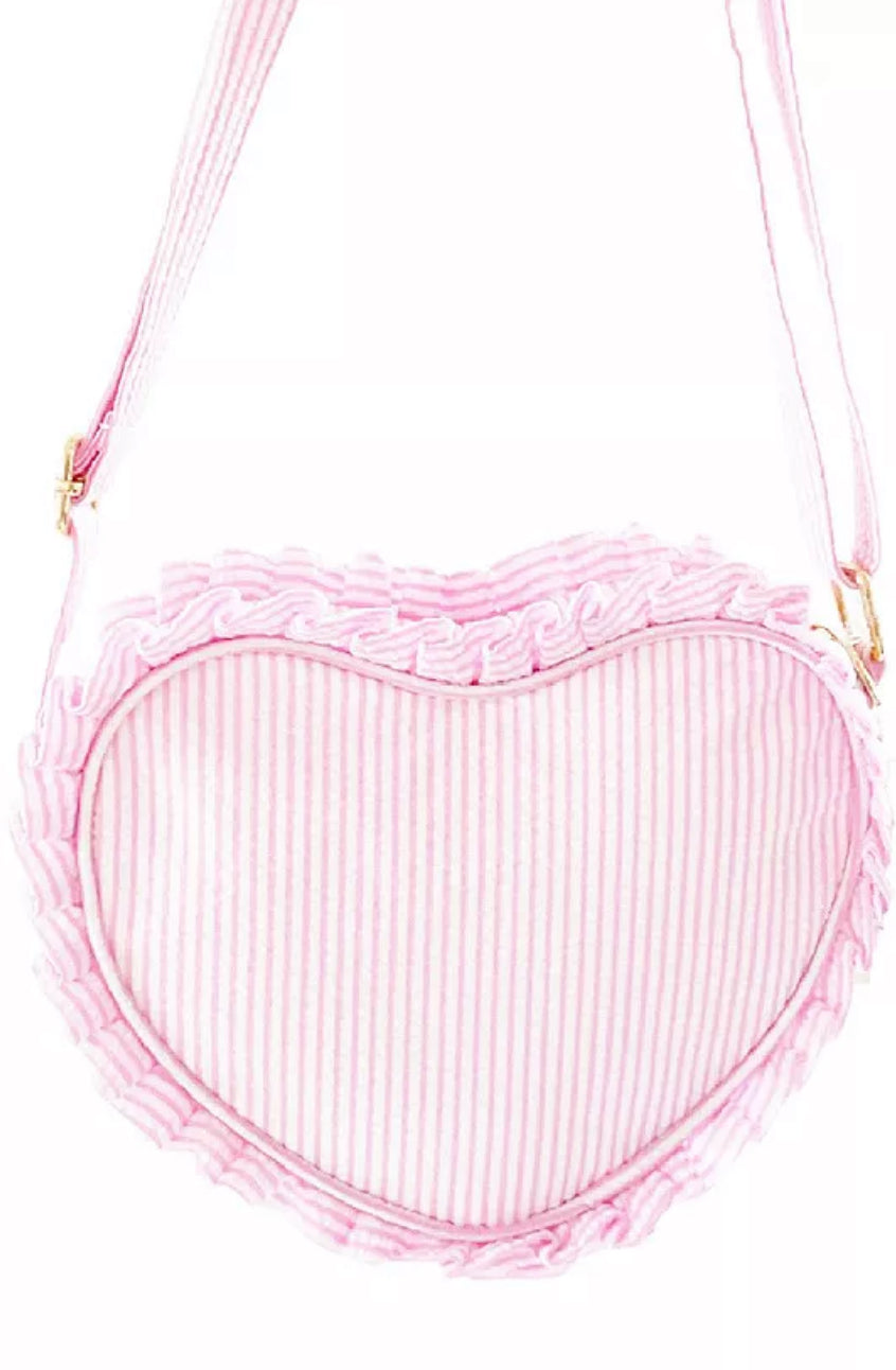 Seersucker Heart Purse- Pink