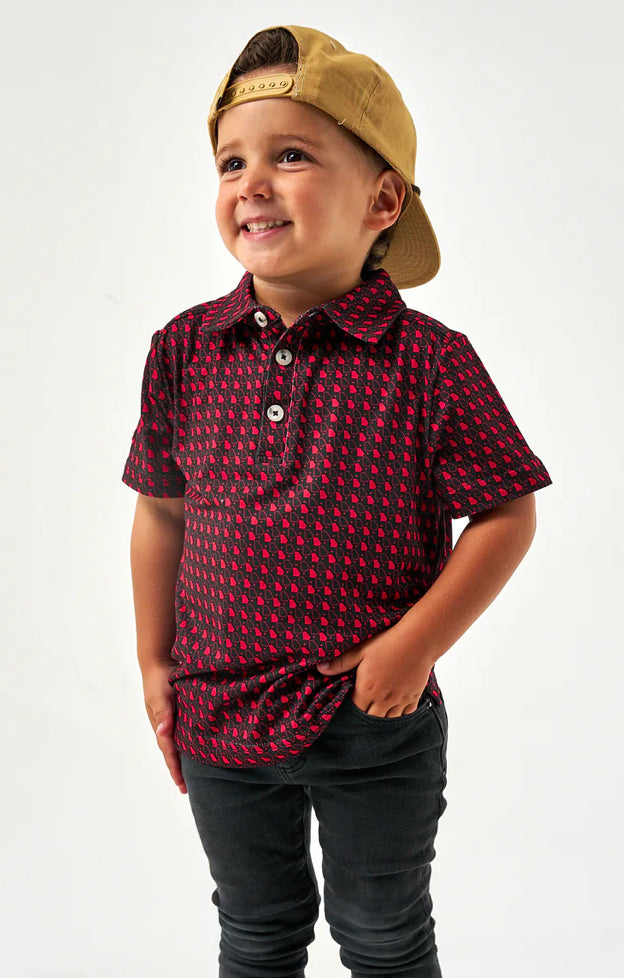 Youth Performance Polo - Georgia - Black & Red