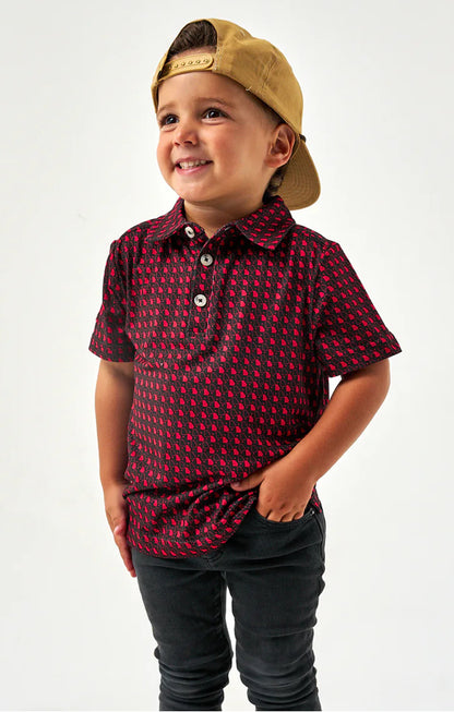 Youth Performance Polo - Georgia - Black & Red