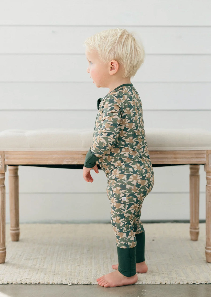 Camo Duck Zipper Romper