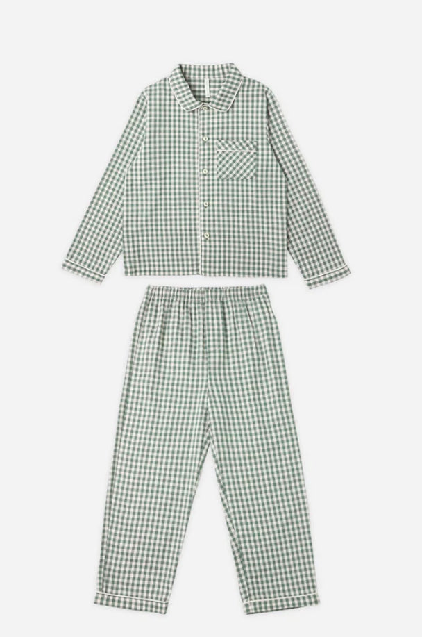 Long Sleeve Pajamas- Evergreen Gingham