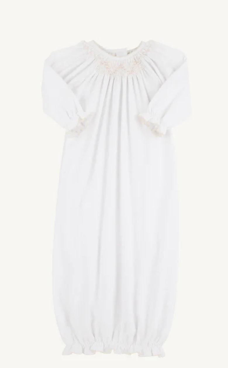 Sweetly Smocked Gown (Unisex)- Worth Ave White/Palmetto Pearl