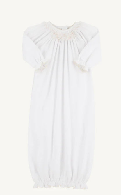 Sweetly Smocked Gown (Unisex)- Worth Ave White/Palmetto Pearl