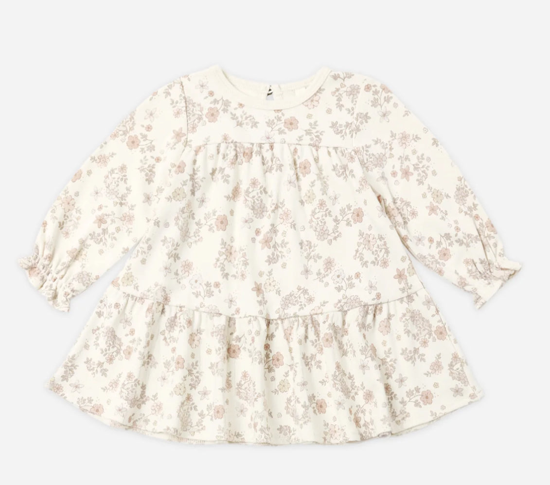 Tiered Jersey Dress- Floral Vine