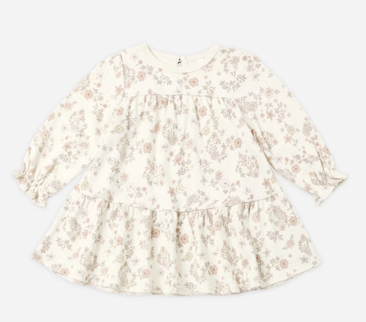 Tiered Jersey Dress- Floral Vine