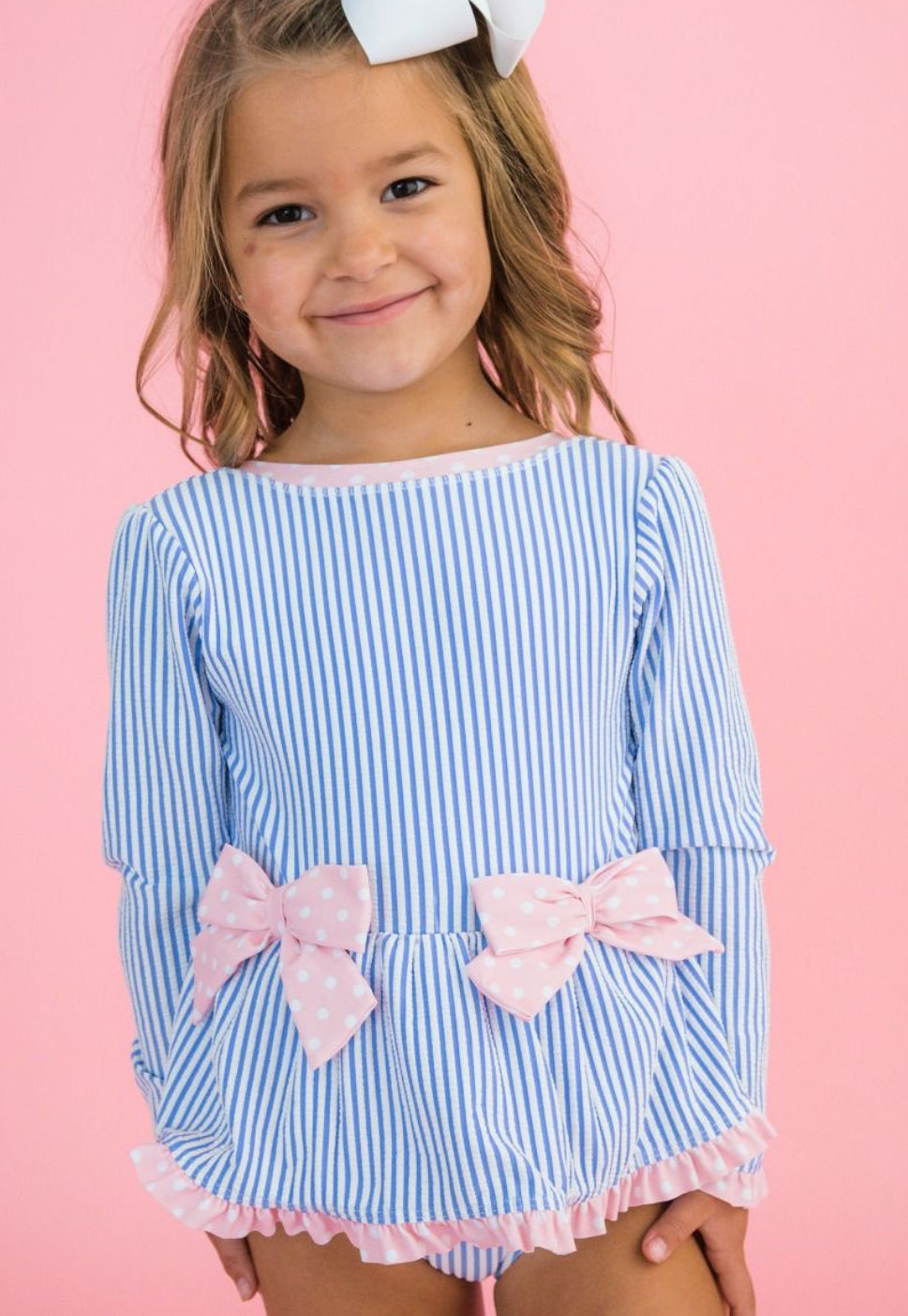 Seersucker Bow Peplum Swimsuit