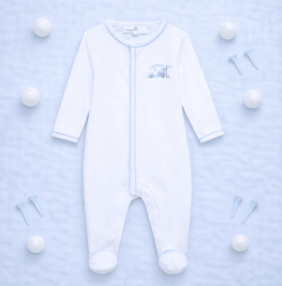 Little Golfer Ruffle Footie- Blue