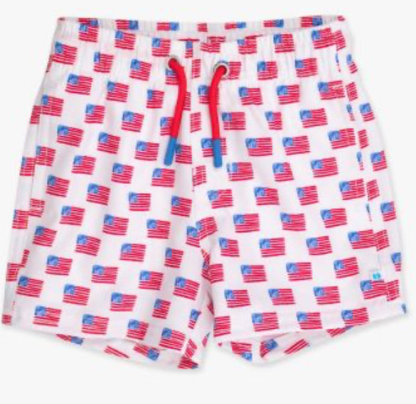 Performance Hybrid Swim Trunks- Freedom Flags