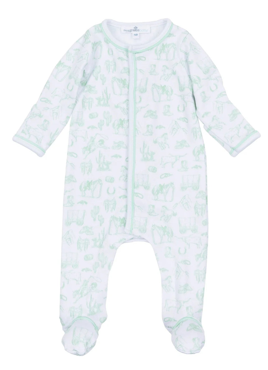 Wild West Toile Footie- Green
