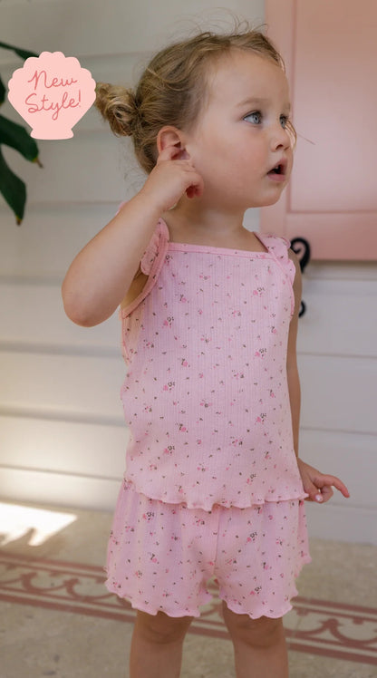 Pointelle Tank Short Set- Pink