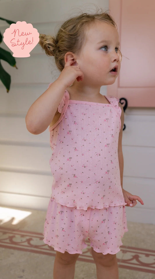 Pointelle Tank Short Set- Pink