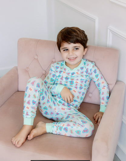 Blue Convo Heart Jammie Set