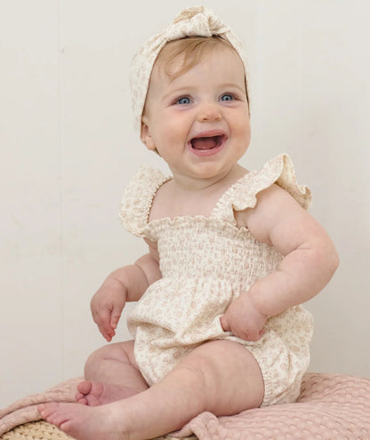 Smocked Ruffle Sleeve Romper- Ditsy