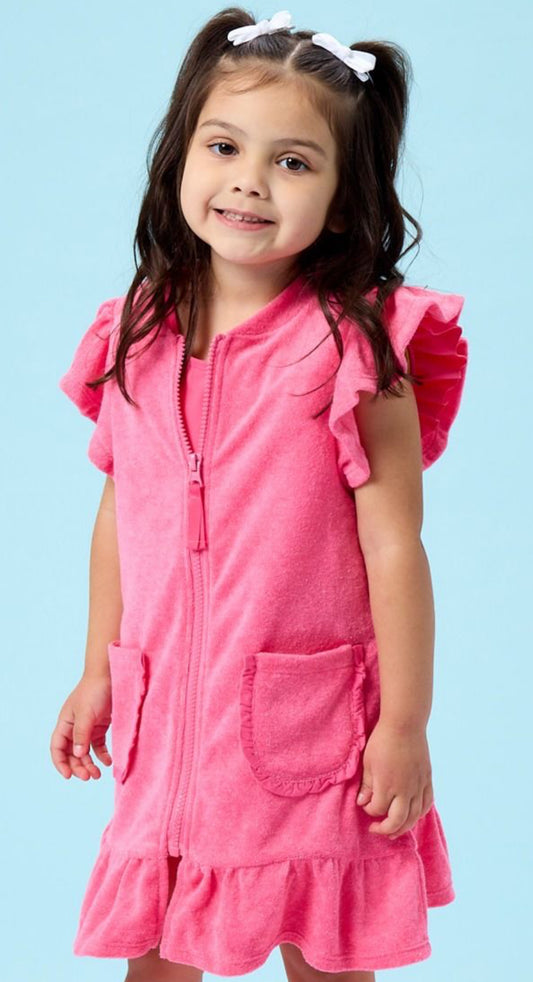 Terry Butterfly Sleeve Zip Cover-Up
