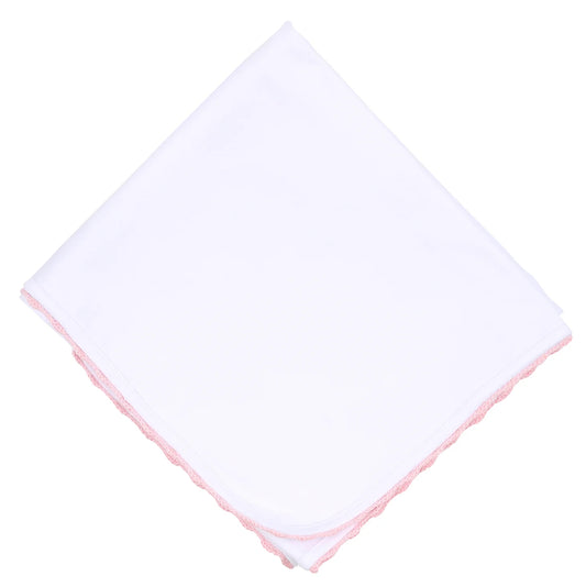 Baby Joy Pink Crochet Trim Receiving Blanket